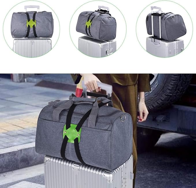 Luggage Straps for Suitcases,Travel Belt for Luggage Over Handle, Adjustable High Elastic Luggage Straps for Suitcases TSA Approved for Connecting Your Luggage (Green)