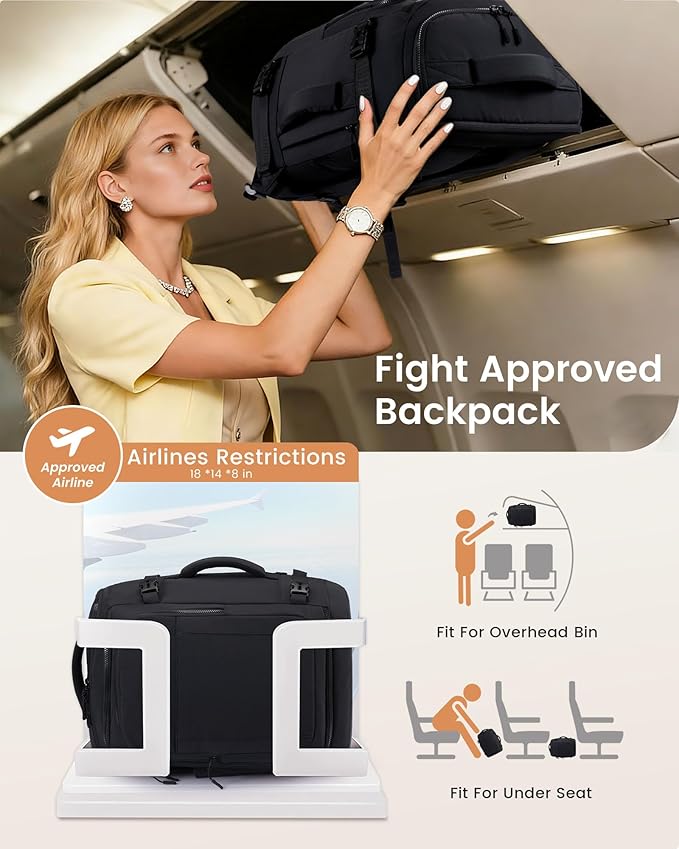 LOVEVOOK Travel Backpack for Women & Men, 50L Large Carry On or Checked Luggage, Waterproof Hiking Backpack with 3 Packing Cubes for 5+ Day Trips, Camping & Backpacking Essentials, Black