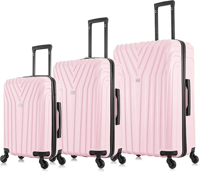 InUSA VASTY Luggage with Spinner Wheels | Durable Lightweight Hardshell SuitcaseTravel Sets with Handle and Trolley | (20in 24in 28in) 3 Piece Luggage Set | Pink
