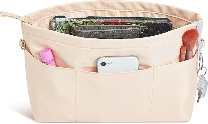 Vercord Premium Nylon Purse Organizer Tote Handbag Insert Organizers Bag in Bag Zipper 13 Pockets 5 Sizes