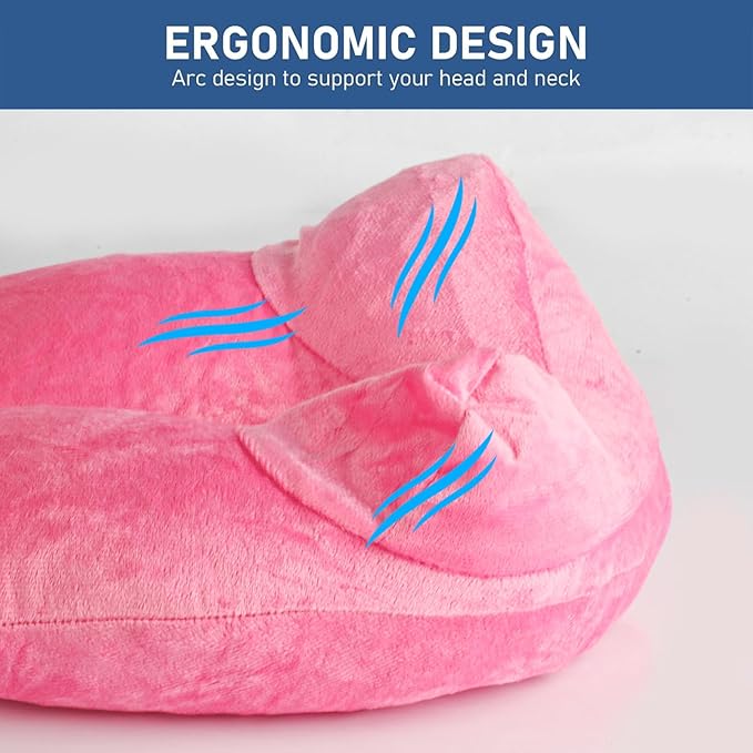 Air-Filled Travel Pillows for Sleeping Airplane Neck Support for Traveling Pillow Inflatable Travel Neck Pillows for Air-Filled Neck Pillow Airplane, with Eye Masks, Earplugs