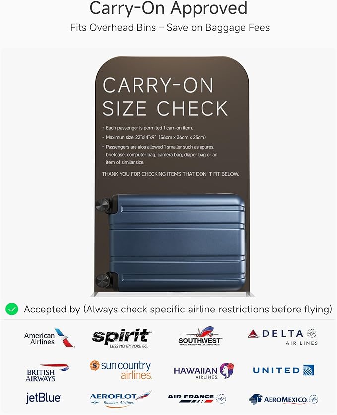LUGGEX Carry On Luggage 22x14x9 Airline Approved, L2 100% PC Hard Shell Travel Suitcase with Smooth Spinner Wheels, TSA Lock (EX-Core, Silver, 20 Inch, 40L)