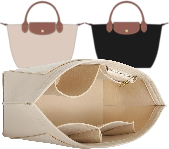 Doxo Purse Organizer Insert,Bag Organizer Suitable for Longchamp Le pliage Medium,Keeps Tote Handbags Shaped & Neat (Beige,M)