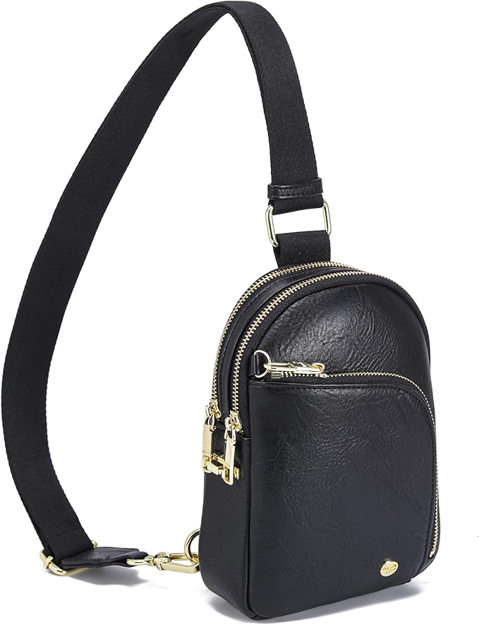 INICAT RFID Blocking Sling Bag, Anti Theft Crossbody Bag for Women, Travel Fanny Pack Style Purse, Vegan Leather