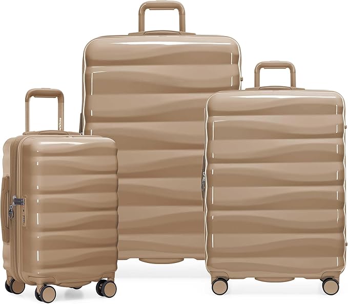 Traveler's Choice Edinburgh II Hardside Spinner Luggage, TSA Lock, Sand, 3 Piece Set (21/25/29)