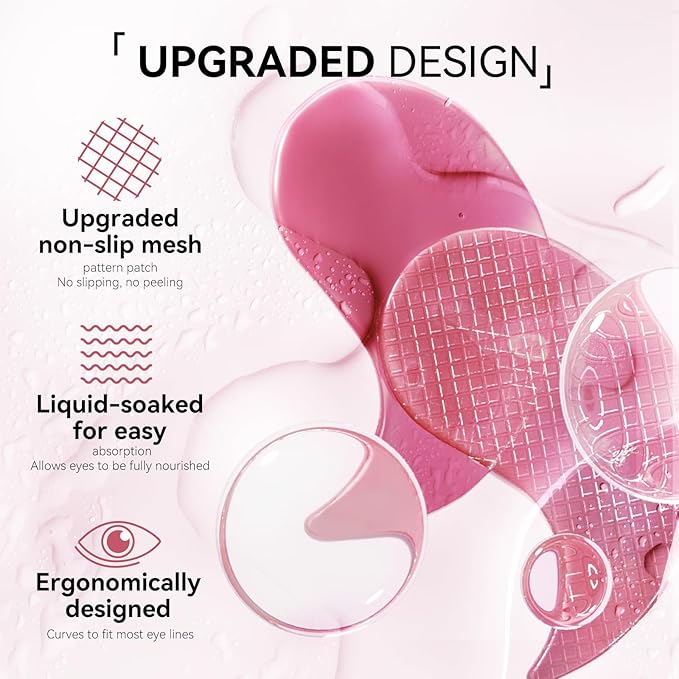 BREYLEE Flamingo Pink Eye Mask–60 Pcs-Puffy Eyes and Dark Circles Treatments–Look Younger and Reduce Wrinkles and Fine Lines Undereye, Improve and Firm eye Skin-Pure Natural Material Extraction
