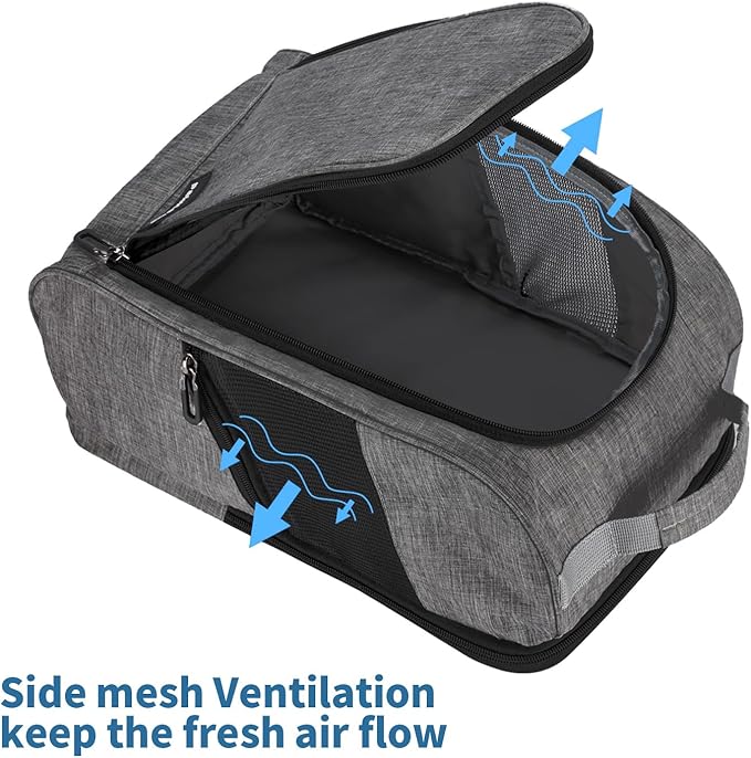 Golf Shoe Bag Zippered travel sport shoe bags With Mesh Ventilation, large back pocket and side pocket for men women black