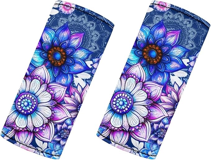BIGCARJOB Purple Hippie Lotus Luggage Handle Wrap Set for Suitcase 2 Pieces Suitcase Identifier Protective Cover Trolley Case Grip Travel Luggage Accessories Door Handle
