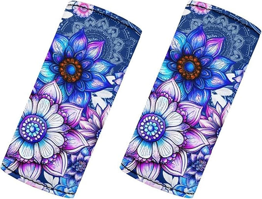 BIGCARJOB Purple Hippie Lotus Luggage Handle Wrap Set for Suitcase 2 Pieces Suitcase Identifier Protective Cover Trolley Case Grip Travel Luggage Accessories Door Handle