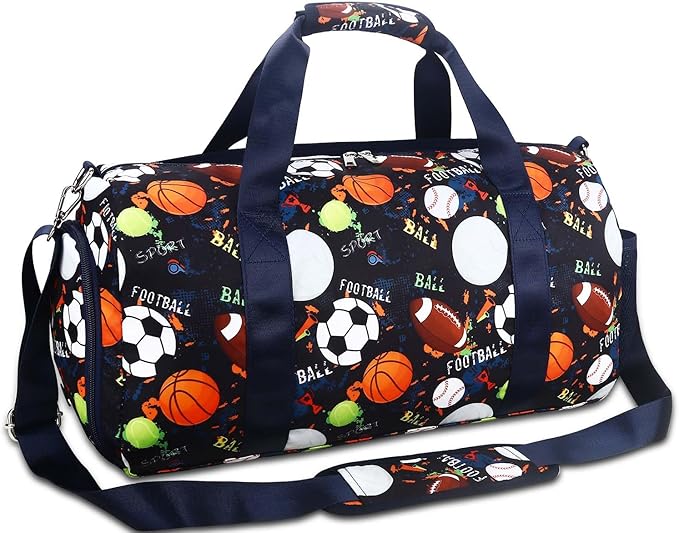Gym Travel Duffle Bag for Boys - Gymnastics Sports Dance Bag with Shoe Compartment & Wet Pocket Football Kids Travel Bag Teens Weekender Sleepover Carry