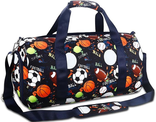Gym Travel Duffle Bag for Boys - Gymnastics Sports Dance Bag with Shoe Compartment & Wet Pocket Football Kids Travel Bag Teens Weekender Sleepover Carry