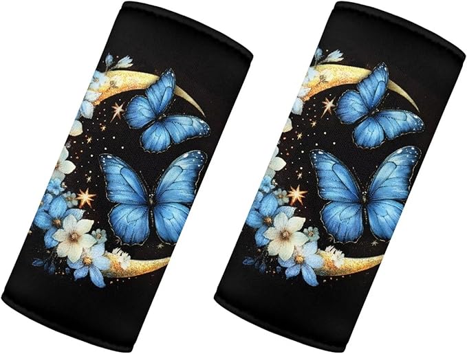 BIGCARJOB Moon Butterfly Luggage Handle Wrap for Suitcase,2 Pcs Personalized Door Handle Protector Covers Luggage Handle Wraps Protection Cover for Women