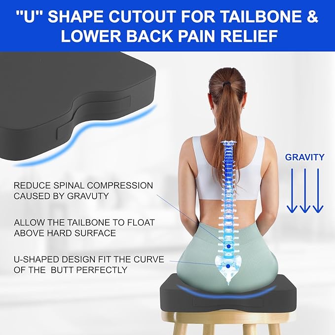 Stadium Seat Cushions 2 Pack, Extra Thick 2.5 Inch, U-Shaped Ergonomic Design, Waterproof & Portable Bleacher Seats with Carrying Handle