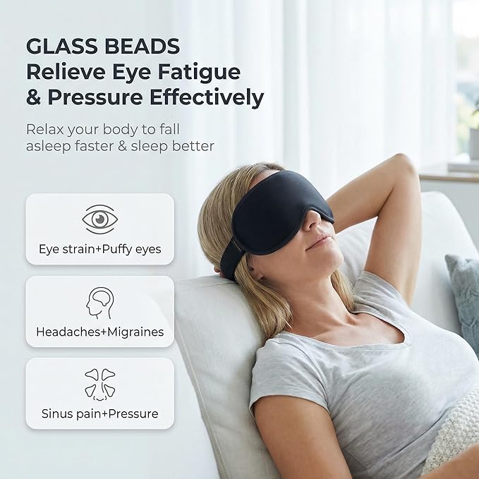 Weighted Eye Mask for Sleeping 2 Pack: Gentle Pressure Blackout Sleep Mask - Zero Eye Pressure Lash Extension Eye Covers Women Men - Airplane Travel Essentials, Memory Foam, Black Pink