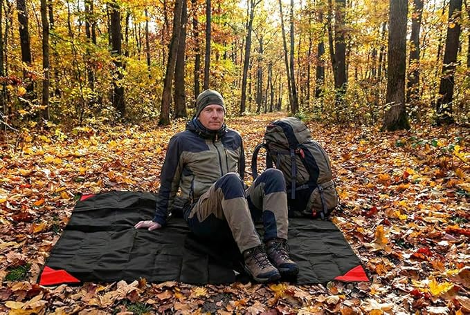 Orga'Neat Pocket Picnic Blanket, Sandproof Lightweight Pocket Camping Tarp, 55″x 60″ Foldable & Fits into Small Bag, Water Resistant Washable Quick Dry Compact Beach Mat for Outdoor Recreation