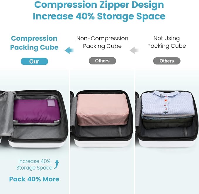 Cambond Compression Packing Cubes for Travel - Lightweight Expandable Travel Bags Luggage Organizers Travel Essentials Compression Cubes for Travel Space Saver for Carry on Suitcases Organizer