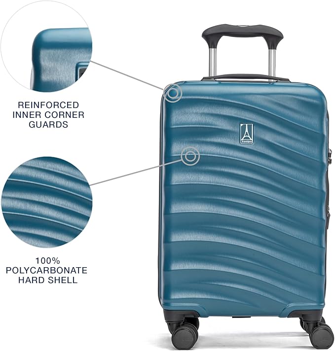 Travelpro Maxlite Air V2 Hardside Expandable Carry on Luggage, 8 Spinner Wheels, Lightweight Hard Shell Suitcase, TSA lock, Teal, Compact Carry On 19-Inch