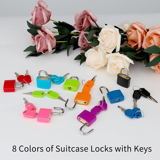 8 Pcs Suitcase Locks with Copper Keys Protect Your Belongings with Febwind's Set of 8 Mini Padlocks Multicolor Durable Locks for Suitcases Backpacks Boxes Cabinet and Laptop Bags