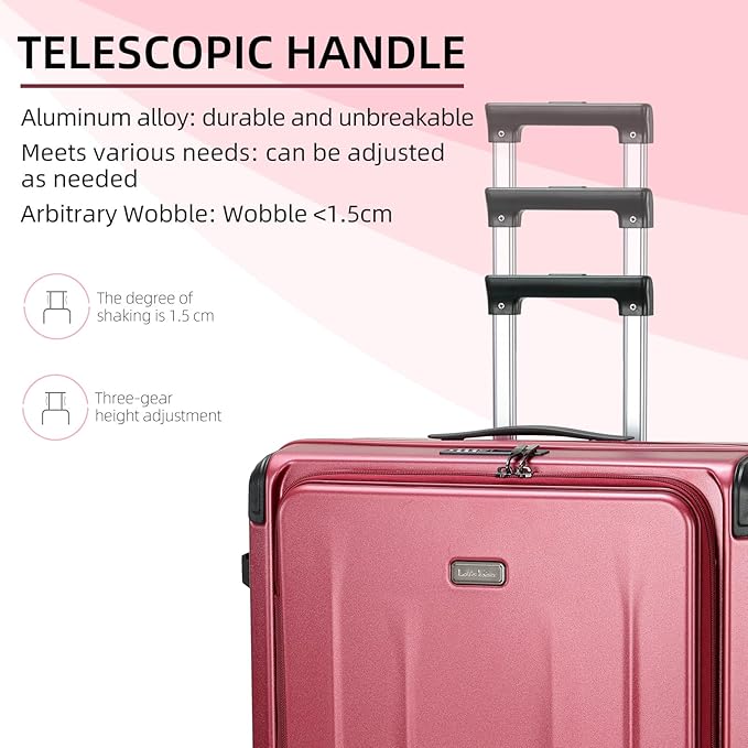 Premium Carry On Luggage, 29 Inch Top Opening Aluminum Frame Airline Approved ABS+PC Hard Shell Suitcases with Silent Wheels, TSA Lock, Front Pocket & Wet-dry Separated Six-piece set