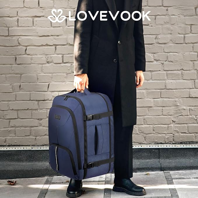 LOVEVOOK Travel Carry on Backpack for Men Women,Expandable 40L Extra Large Travel Laptop Backpack,Water Resistant Durable TSA Airline Approved Business College Carry on Bag Fit 17 Inch Computer,3 Pcs