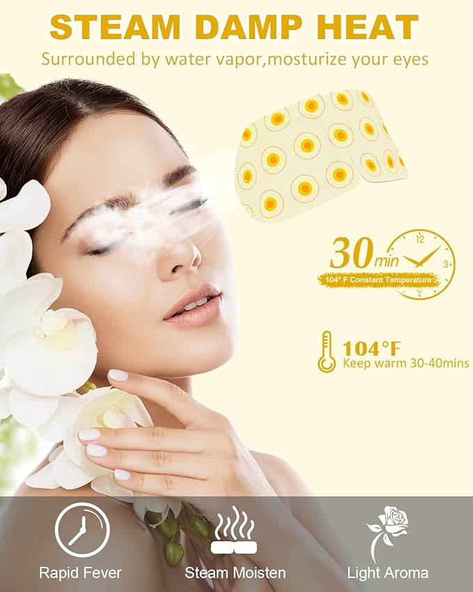 16 Packs Steam Eye Masks for Dry Eyes Heating Eye Mask Warm Compress for Eyes Relief Stress, Eye Fatigue Travel Essential Self Heating Moist Sleep Mask SPA Accessories