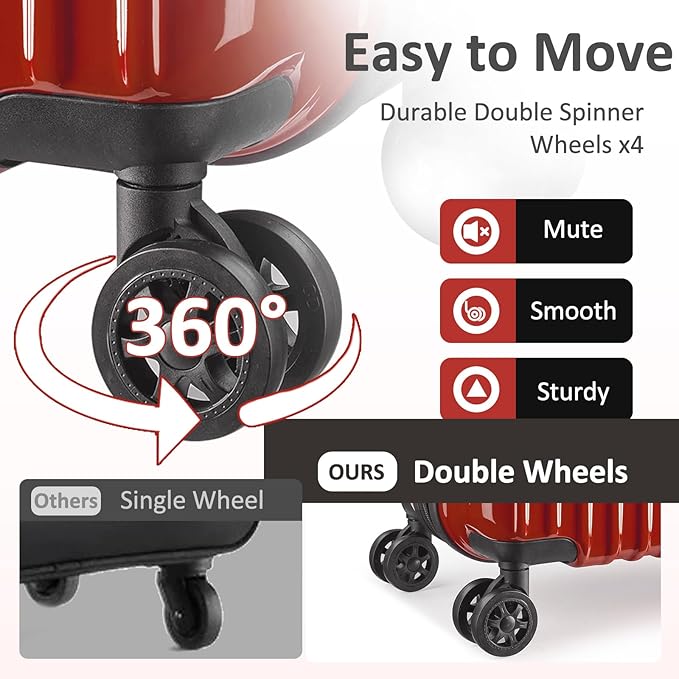 24inch Luggage with Spinner Wheels, Lightweight PC+ABS Hard Shell Suitcases, Expandbale Storage & TSA Aprovel Lock