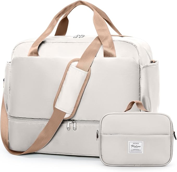 Travel Duffel Bags for Women, Carry-on Overnight Weekender Bag with Wet Pocket & Toiletry Bag, For Spirit Airlines 18x14x8 Personal Item Bag