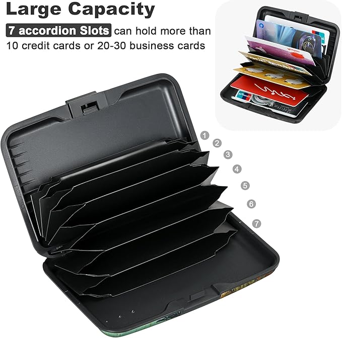 ELFISH Mini RFID Aluminum Wallet Credit Cards Holder Business Card Case Metal ID Case for Men Women(Scenery)