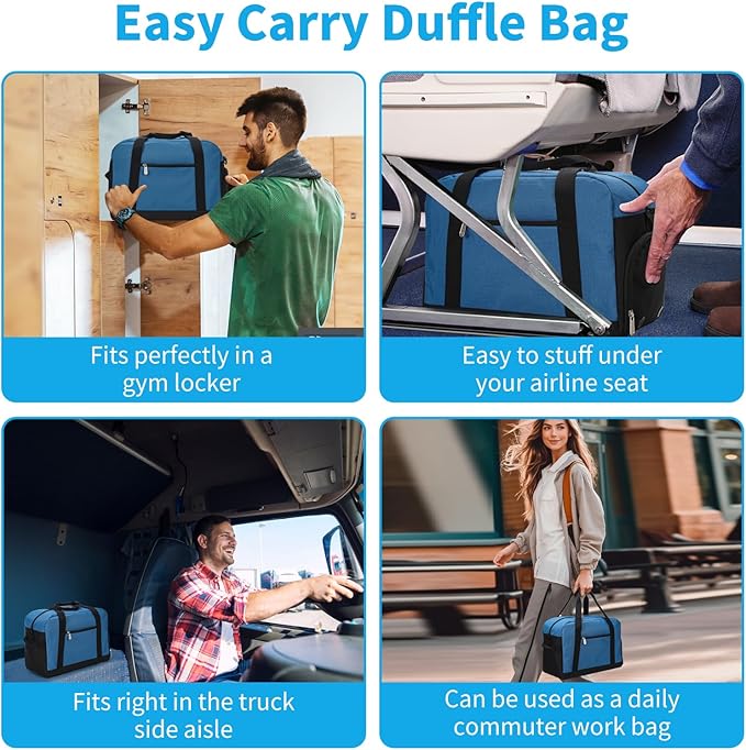 Small Gym Bag 14 inch lightweight Carry On Mini Duffel Bag with Shoe Compartment for Travel Sport - Blue