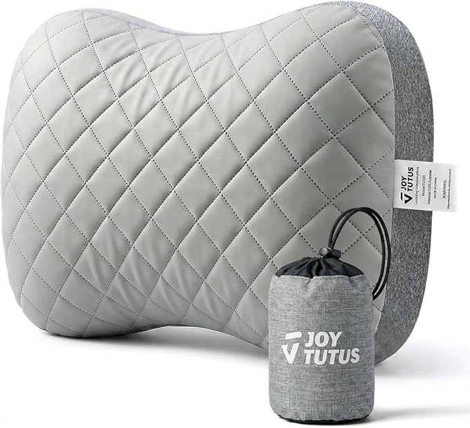 JOYTUTUS Inflatable Camping Pillow with Washable Removable Pillow Cover, Portable Ultralight Air Pillow for Travel,Backpacking,Hiking, Ergonomic Design Full Neck&Lumbar Support