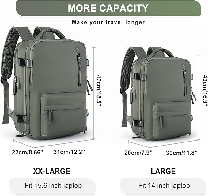 WONHOX Large Travel Backpack Carry on Flight Approved Laptop Work Business Backpack for Women Men Mochila de Viaje