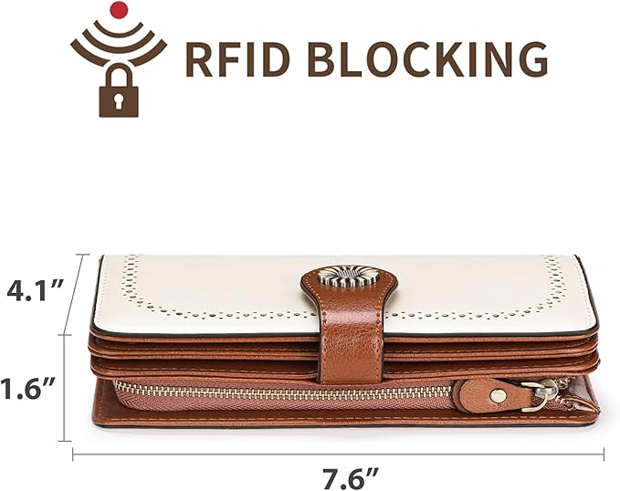 SENDEFN Wallets for Women Leather Credit Card Holder with RFID Blocking Large Capacity Wristlet | with RFID Blocking, Large Capacity, Wristlet, with RFID Blocking, Large Capacity, Wristlet
