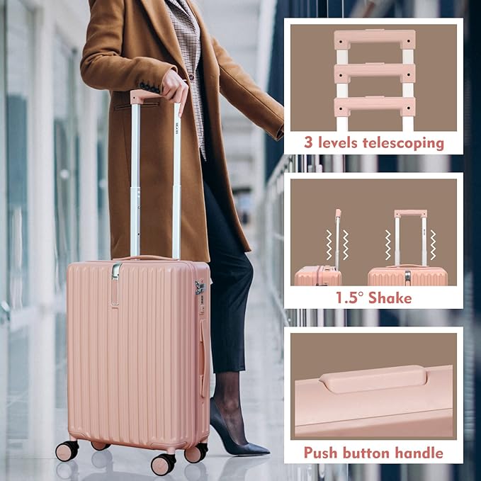 28 Inch Expandable Luggage with Wheels Checked Bag Luggage Hard Shell PC Suitcases Lightweight Travel Checked Luggage Large Suitcase with Lock for Woman Men Travel