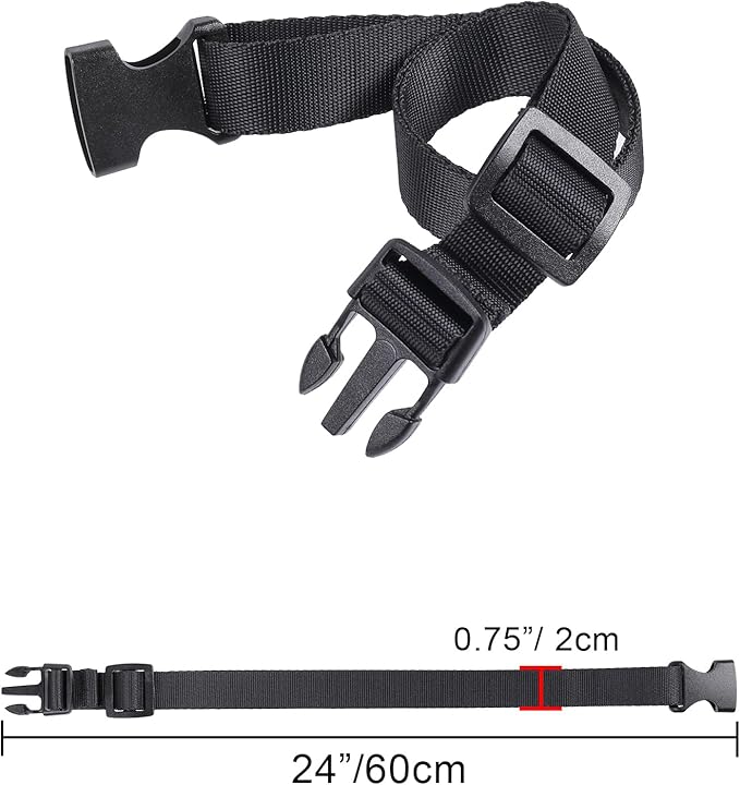 Vigorport Utility Straps Quick Release Nylon Backpack Accessory Bag Strap,Adjustable for Hiking,Travel,Outdoor Sports-4 Pack (Black, 0.75" W-24 L)