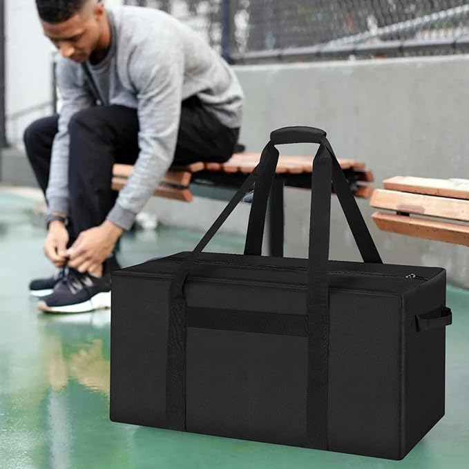 48 Inch Sports Duffel Travel Bag, Sturdy & Water Resistant Large Duffle Bag, Durable Equipment Storage Bag for Camping Tent Moving (Black)