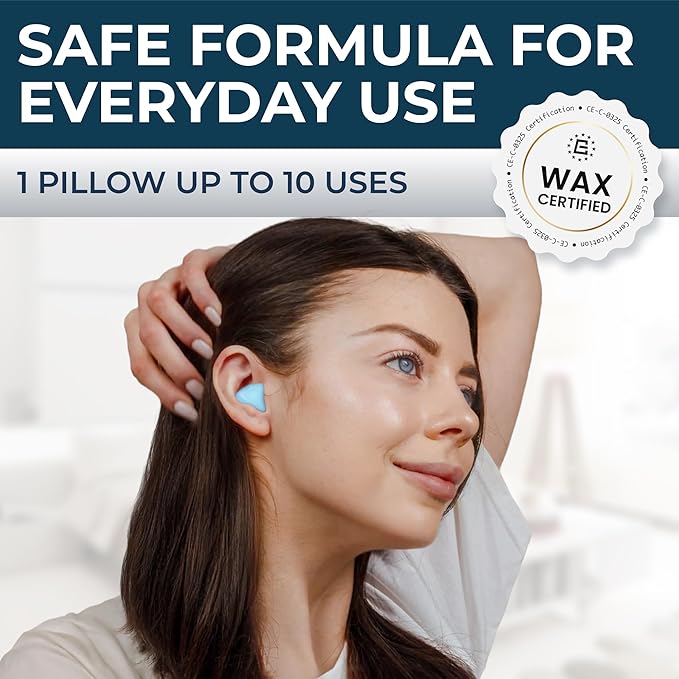 Peace&Quiet PQ Wax Ear Plugs for Sleeping - 30 Silicone Wax Earplugs for Sleeping and Swimming, Gel Ear Plugs for Noise Cancelling, Sleeping Earplugs, Sound Blocking Level of 32 Db, Color: Blue