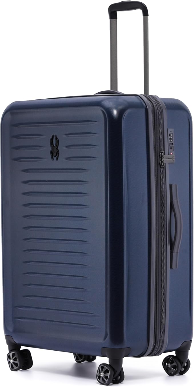 Spyder Rails 29 Inch Expandable Hardside Checked Suitcase with 360° Spinner Wheels, TSA Approved Lock