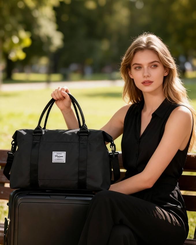 Travel Duffel Bag, Sports Tote Gym Bag, Shoulder Weekender Overnight Bag for Women