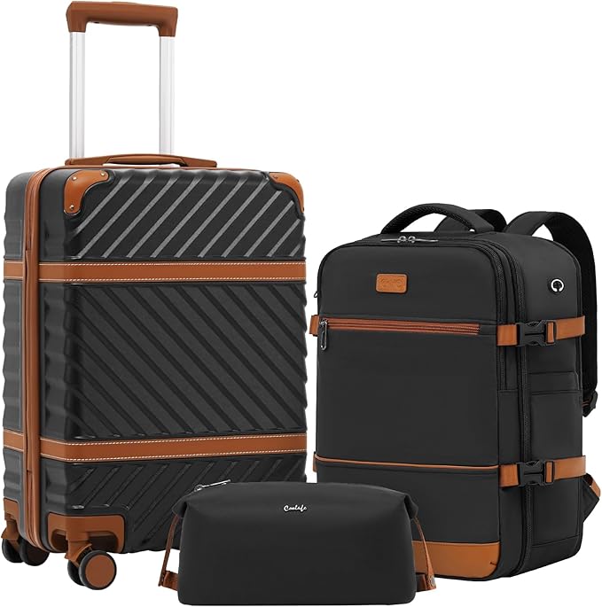 Coolife Luggage Set Suitcase Carry On Luggage PC Hardshell Luggage TSA Lock Spinner Wheels Telescopic Handle