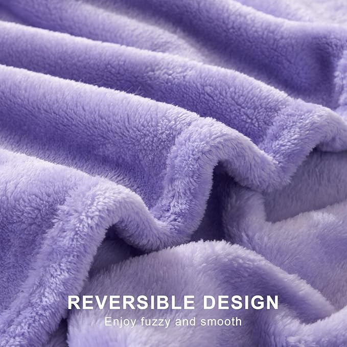 Hansleep Fleece Lilac Throw XL Blanket, Super Soft Flannel Fuzzy Plush Cozy Blanket for All Seasons, Lilac, Throw XL 50x70 Inches