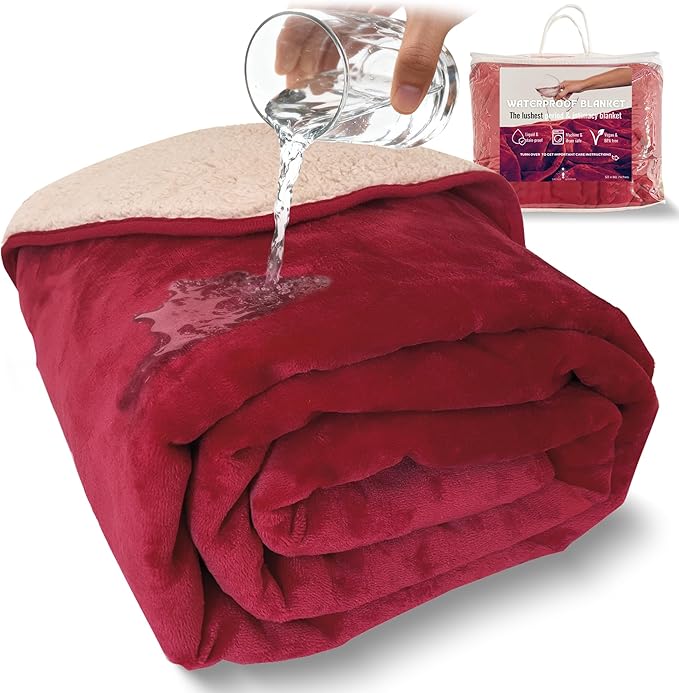 Sacred Weapon Blanket Waterproof and Stain Proof – Water Proof Blanket for Bed & Couch – Splash Throw Blanket VIP – Washable King, Queen Mattress Protector Waterproof – Dark Red 80"x80"