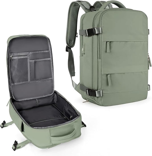coowoz Travel Backpack For Women Men,Carry On Backpack,Hiking Backpack Waterproof Outdoor Sports Rucksack Casual Daypack travel essentials（Gray Green）