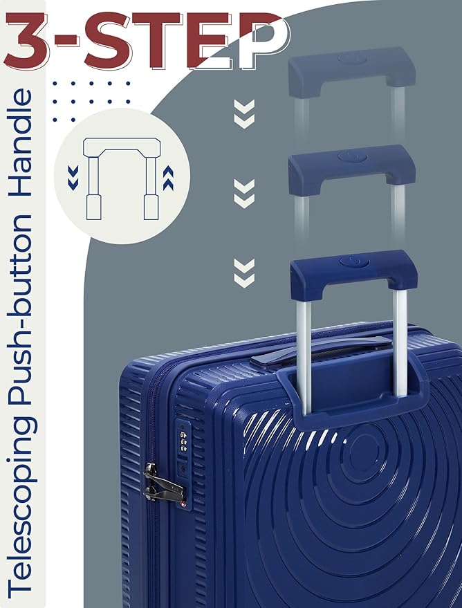 Luggage Sets 5 Piece,Lightweight,Impact-Resistant,Wear-Resistant Suitcases with Wheels, Hardshell Suitcase Set with Spinner Wheels, PP Carry on Luggage Set with TSA Lock, Travel Luggage