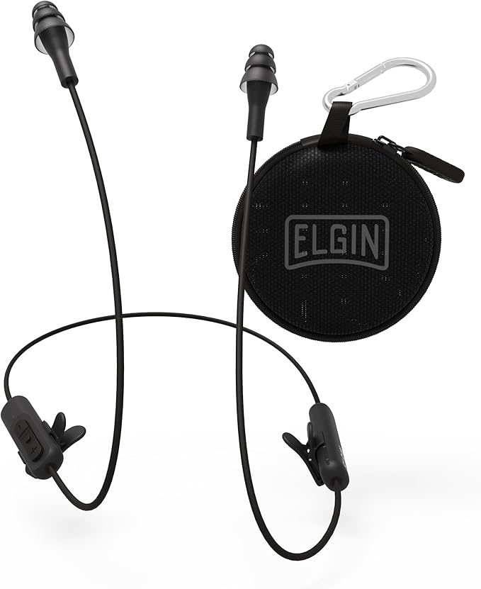 Elgin Ruckus Wireless Bluetooth Earplug Headphones, 25 dB Noise Reduction Ear Plug Earbuds, Noise Cancelling Mic, 12 Hour Battery, IP65 sweatproof, OSHA Compliant Hearing Protection, Work Safety