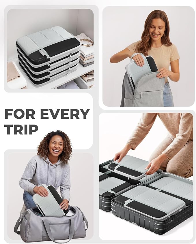 Percover Compression Packing Cubes 10-Piece Set, Packing Cubes Compression for Travel with Toiletry Bag, Laundry Bag & Shoe Bag, All-in-One Travel Organizer for Carry On & Checked Luggage, Black