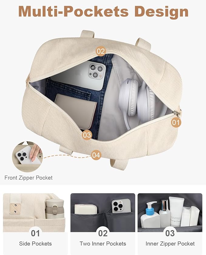 Travel Duffle Bag, Waterproof Weekender Overnight Hospital Bags for Women Men with Toiletry Bag Lightweight Carry on Personal Item Duffle Gym Bag for Travel, Airplanes, Sports
