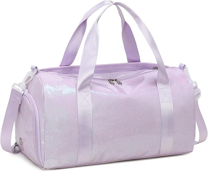 BTOOP Duffle Bag for Girls Kids Gym Sports Women Workout Travel Bag Weekender with Shoe Compartment and Wet Pocket (Purple)