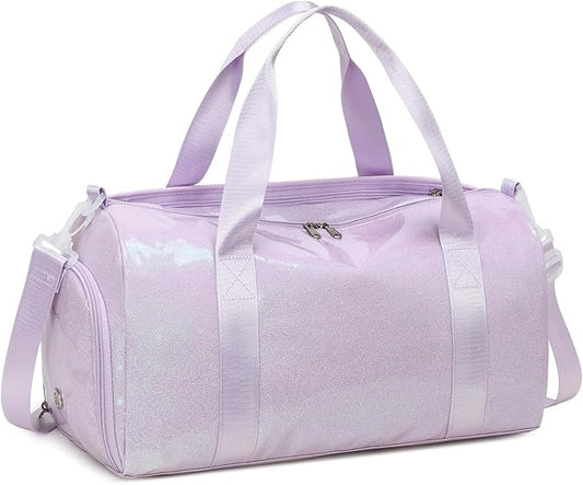 BTOOP Duffle Bag for Girls Kids Gym Sports Women Workout Travel Bag Weekender with Shoe Compartment and Wet Pocket (Purple)