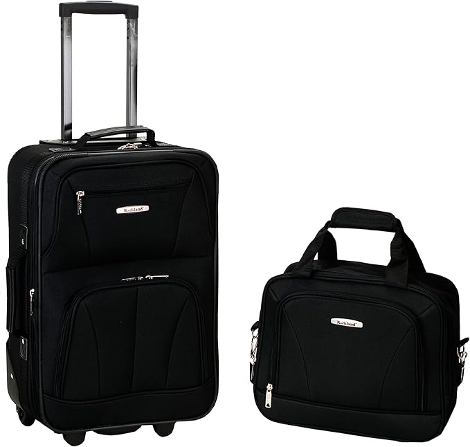 Rockland Fashion Softside Upright Luggage Set, Expandable, Black, 2-Piece (14/19)
