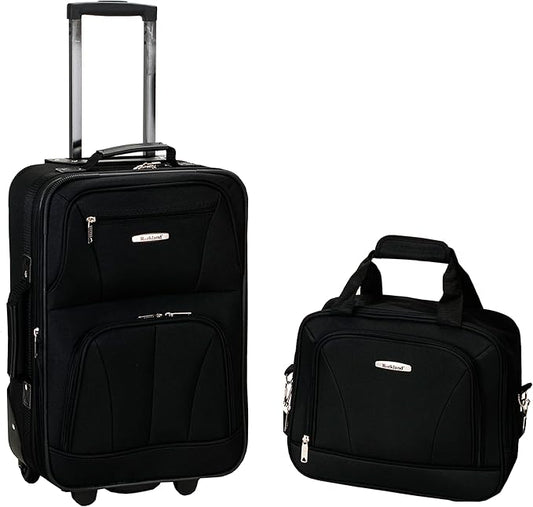 Rockland Fashion Softside Upright Luggage Set, Expandable, Black, 2-Piece (14/19)